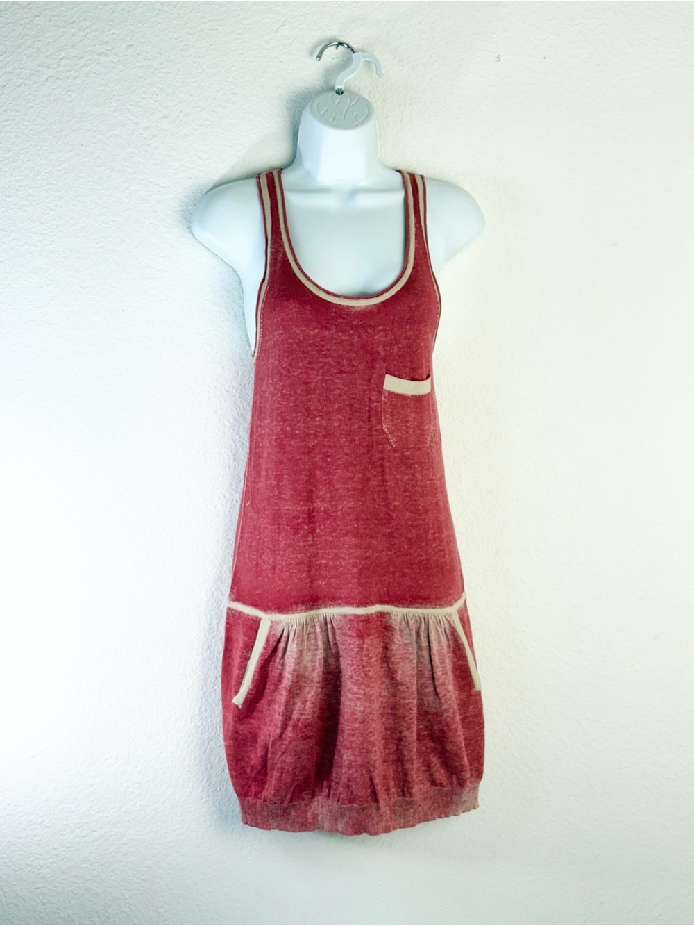 BCBGMaxAzria Red Racerback Jersey Dropped Waist Dress Sz S